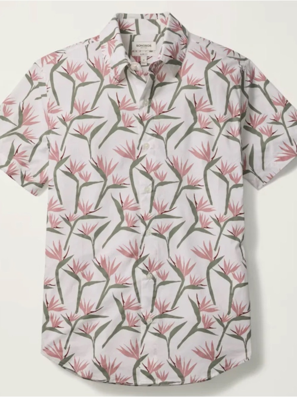 NWT Bonobos White Pink Birds of Paradise Riviera Short Sleeve Shirt